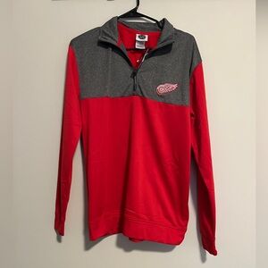 New! Red Wings NHL Red and Gray Quarter-Zip Pullover NWT Size Small